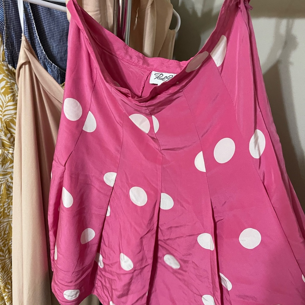 Pink and White Polka Dot Mini Skirt